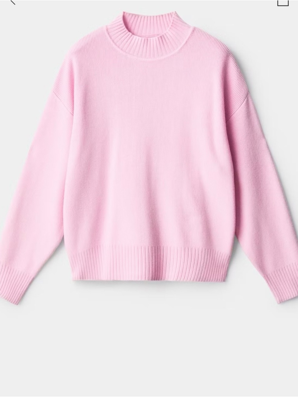 Mango Pastel Pink Ribbed Mock Neck Sweater